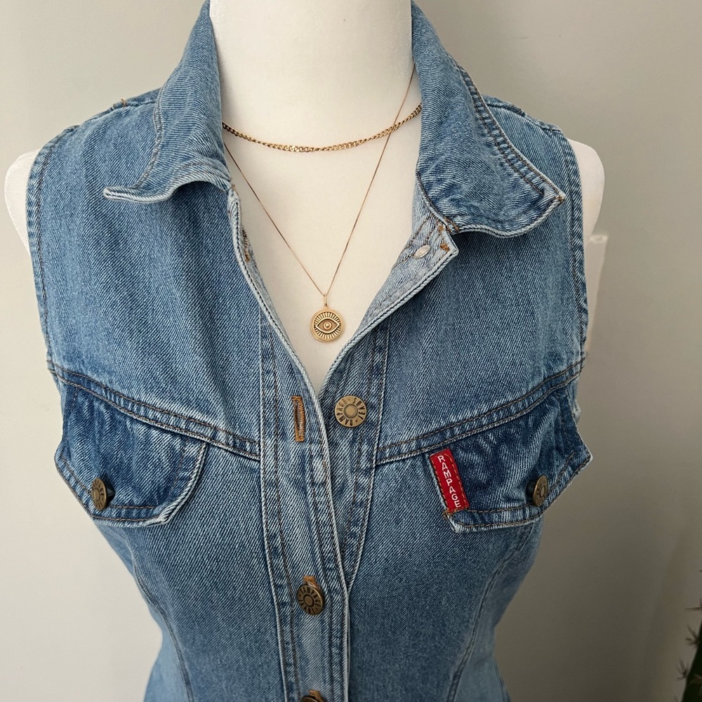 VINTAGE Rampage 90s/Y2K Denim Button Down Maxi Dress Size Small